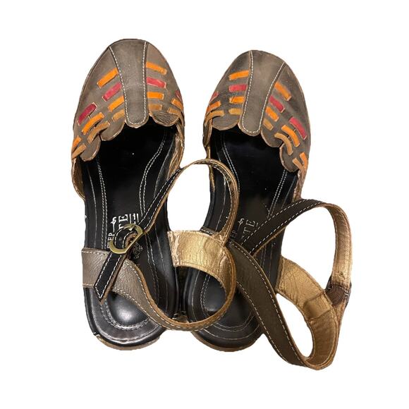 L’ARTISTE SPRING STEP Braided Lagenlook Brown Natural Boho Closed Toe Sandals 38 - Picture 2 of 4